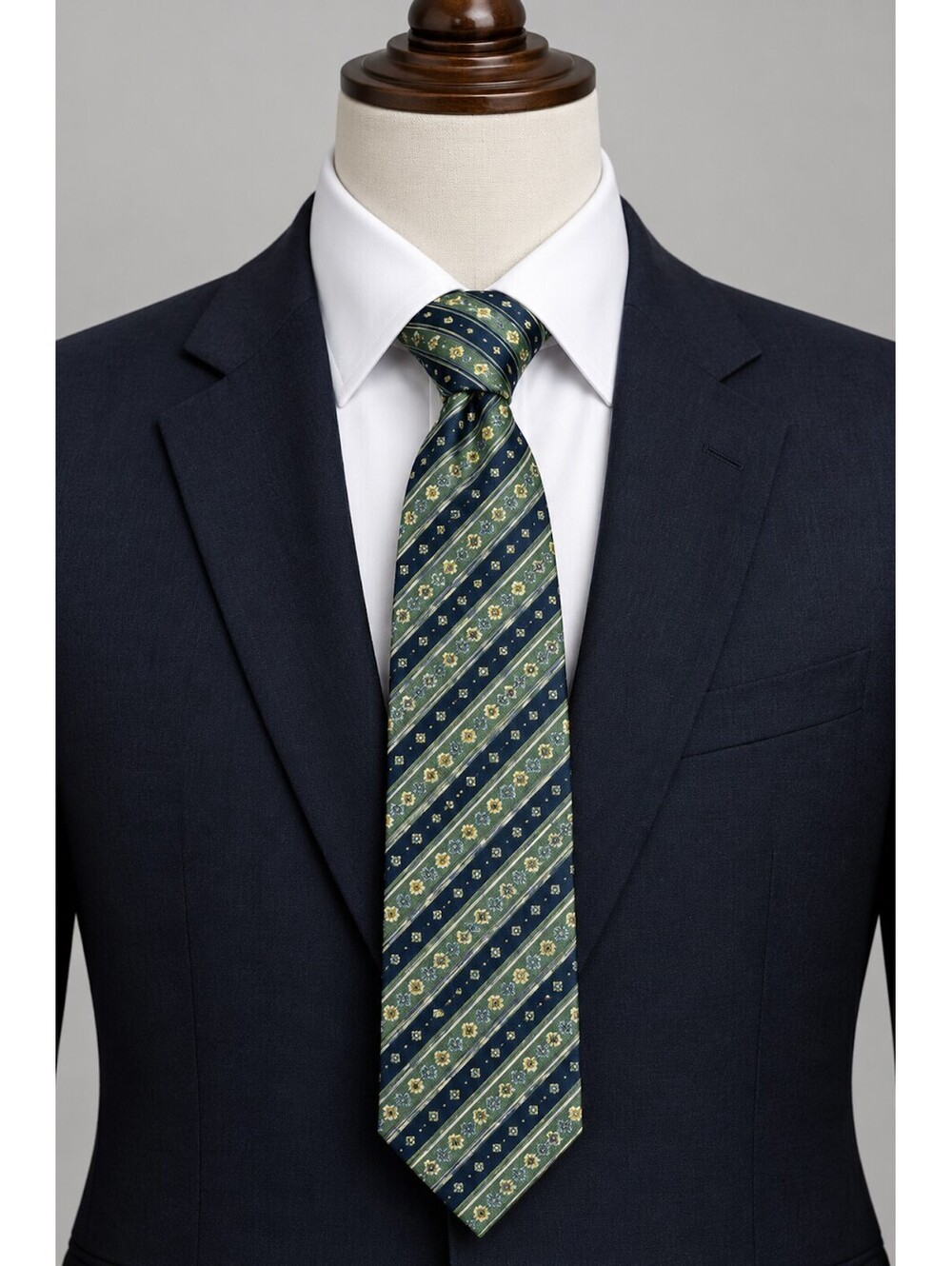 Stefano Ricci 100% Silk Blue Green Geometric Stripe Tie Made in Italy NWOT
